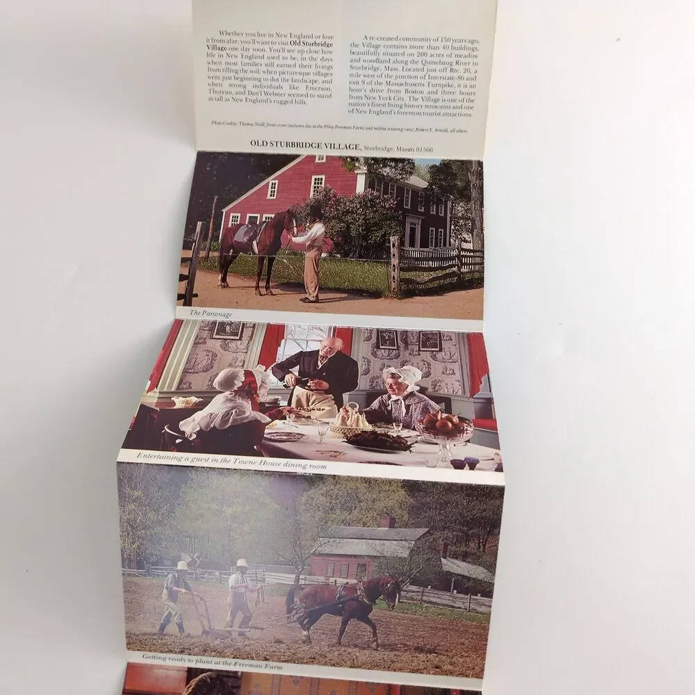 Old Sturbridge Village MA 1980s Fold-Out Postcards Unused Sheep Colonial‎ Times